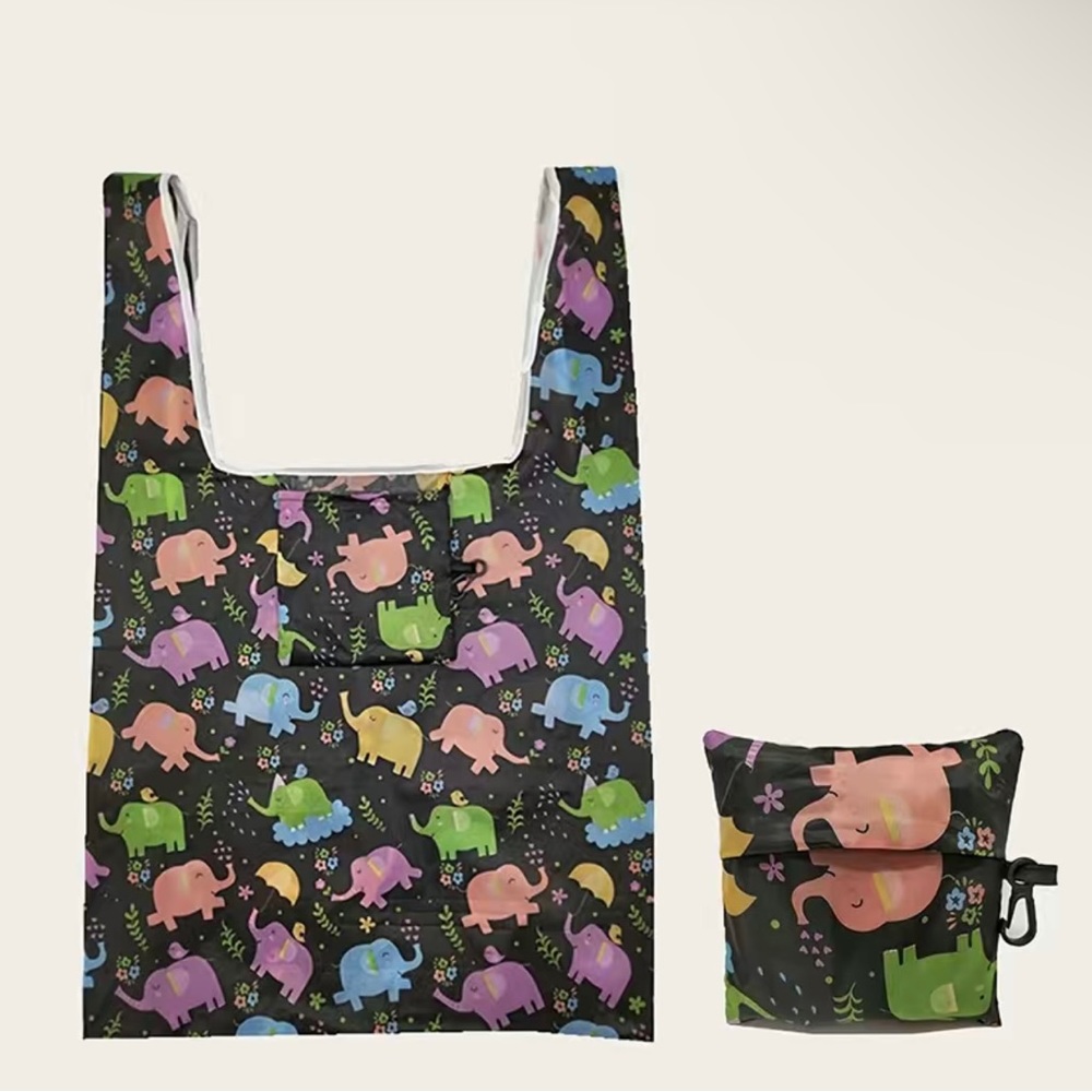 Black Elephant 🐘 Print Reusable Tote